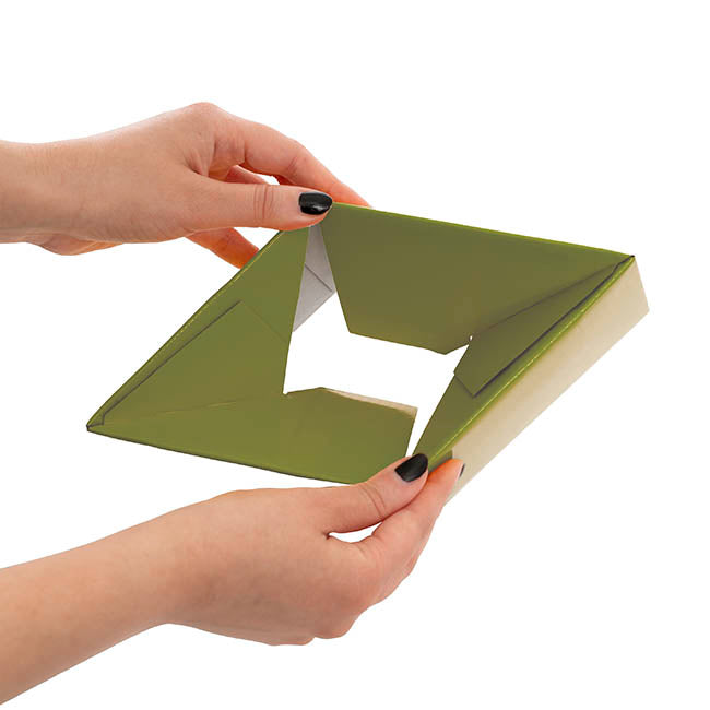 Mini Posy Box Gloss Autolock Base Pk25 Moss Green (13x12cmH)