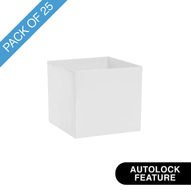 Mini Posy Box Gloss Autolock Base Pk25 White (13x12cmH)