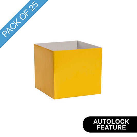 Mini Posy Box Gloss Autolock Base Pk25 Yellow (13x12cmH)