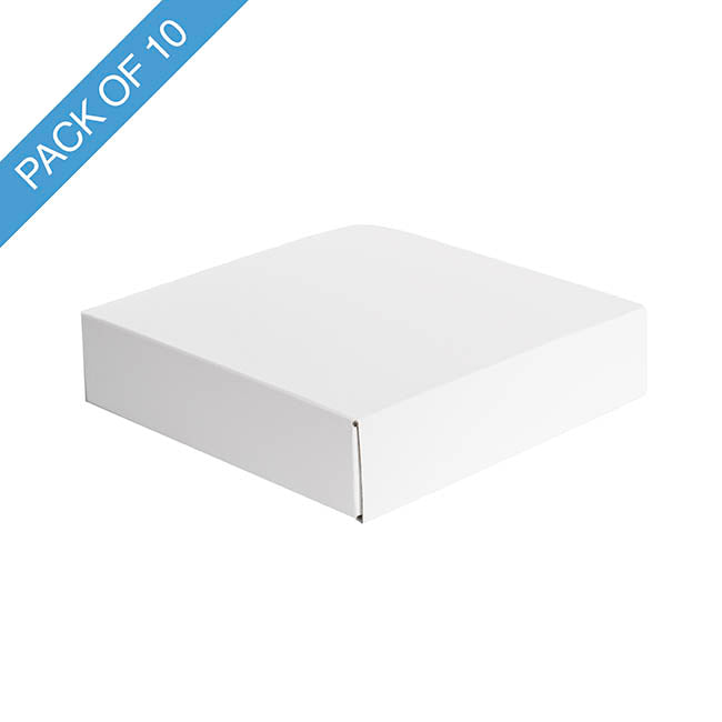 Posy Box Lid Large Gloss White Pack 10 (22x22x4cmH)