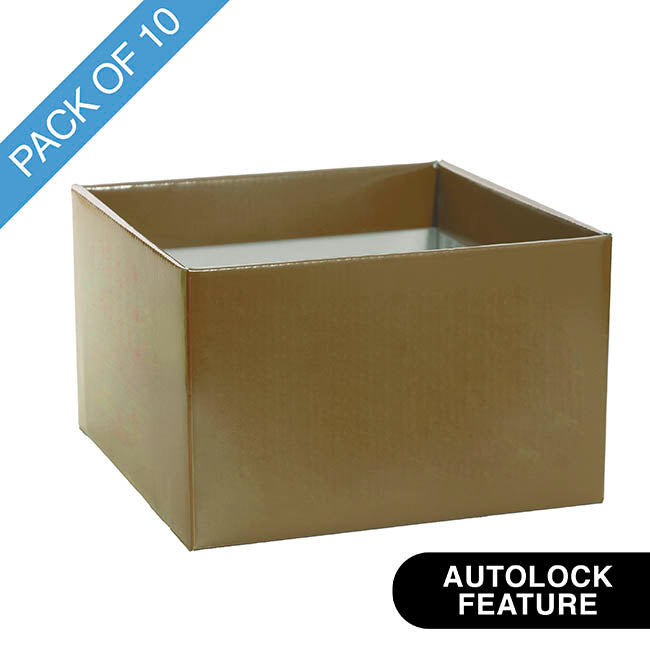 Large Posy Box Autolock Base Pack 10 Gold (22x14cmH)