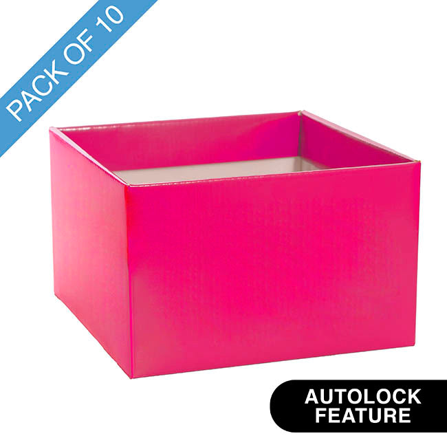 Large Posy Box Autolock Base Pack 10 Hot Pink (22x14cmH)