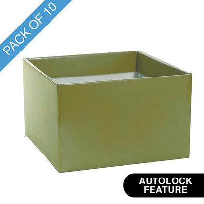 Large Posy Box Autolock Base Pack 10 Moss Green (22x14cmH)