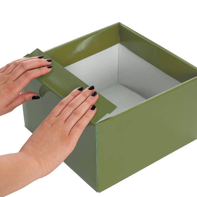 Large Posy Box Autolock Base Pack 10 Moss Green (22x14cmH)