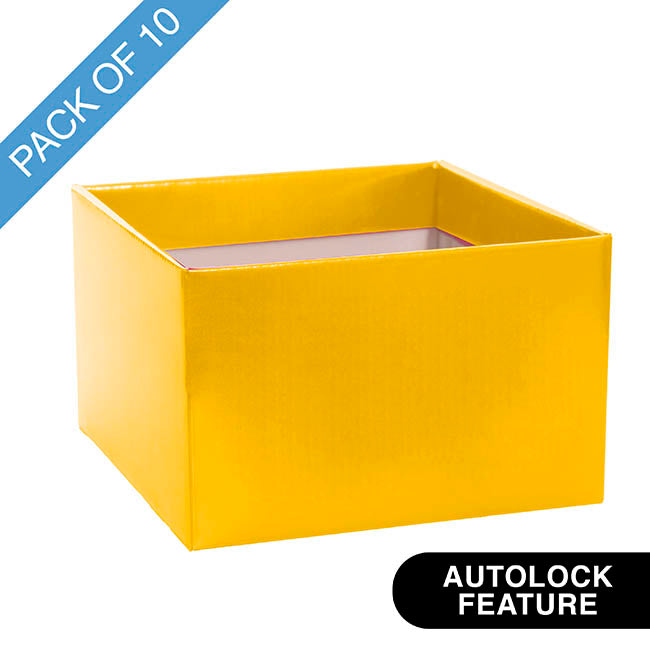 Large Posy Box Autolock Base Pack 10 Yellow (22x14cmH)