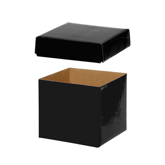 Gift Box with Lid Mini Flat Pack Gloss Black (13x12cmH)