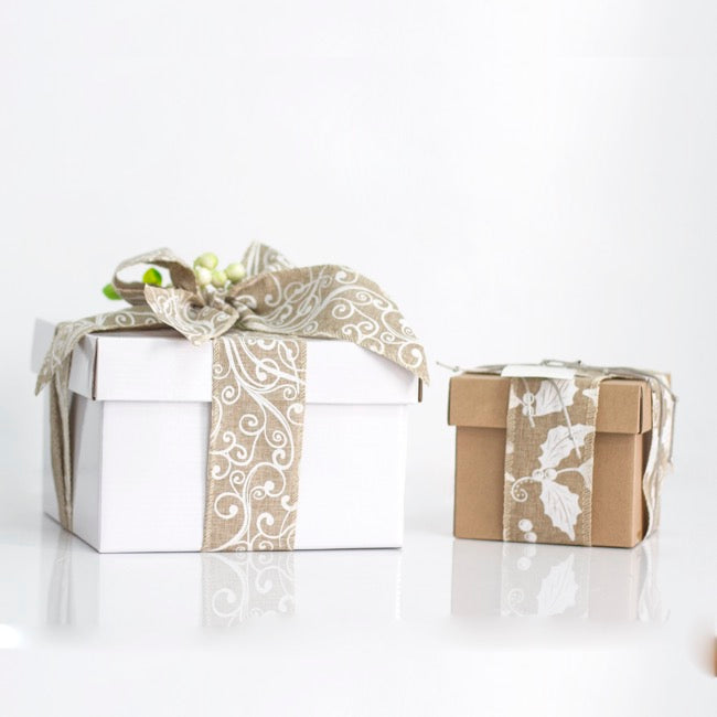 Gift Box with Lid Mini Flat Pack Gloss White (13x12cmH)