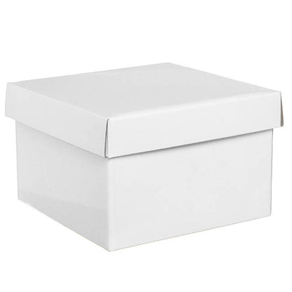 Gift Box with Lid Large Flat Pack Gloss White (22x14cmH)