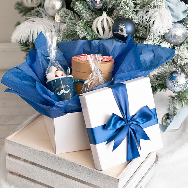 Gift Box with Lid Large Flat Pack Gloss White (22x14cmH)