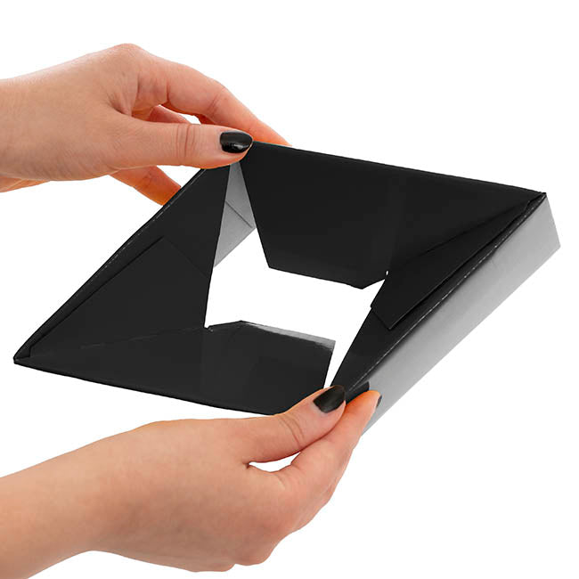 Gift Box with Lid Large Flat Pack Gloss Black Pk2 (22x14cmH)