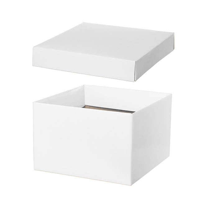 Gift Box with Lid Large Flat Pack Gloss White Pk2(22x14cmH)