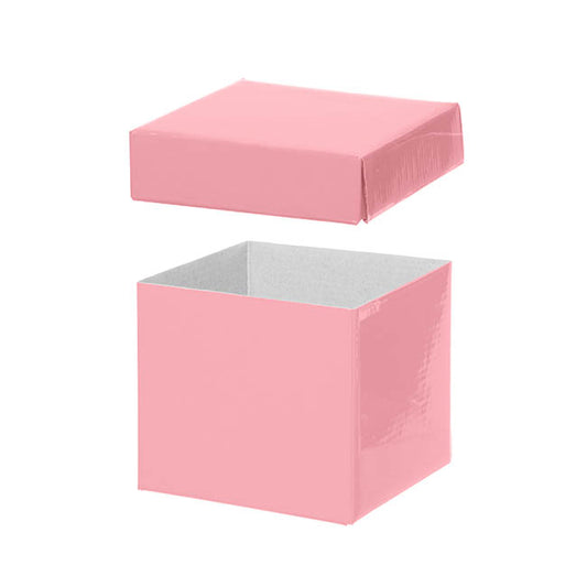 Gift Box with Lid Mini Flat Pack Gloss Pink Pk2 (13x12cmH)