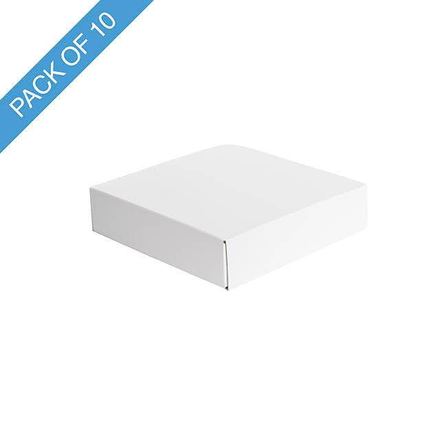Posy Box Lid Medium Gloss White Pack 10 (16x16x4cmH)
