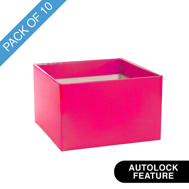 Medium No.6 Posy Box Autolock Base Pk10 Hot Pink (16x12cmH)