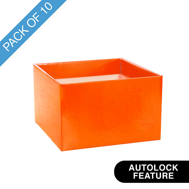 Medium No.6 Posy Box Autolock Base Pk10 Orange (16x12cmH)