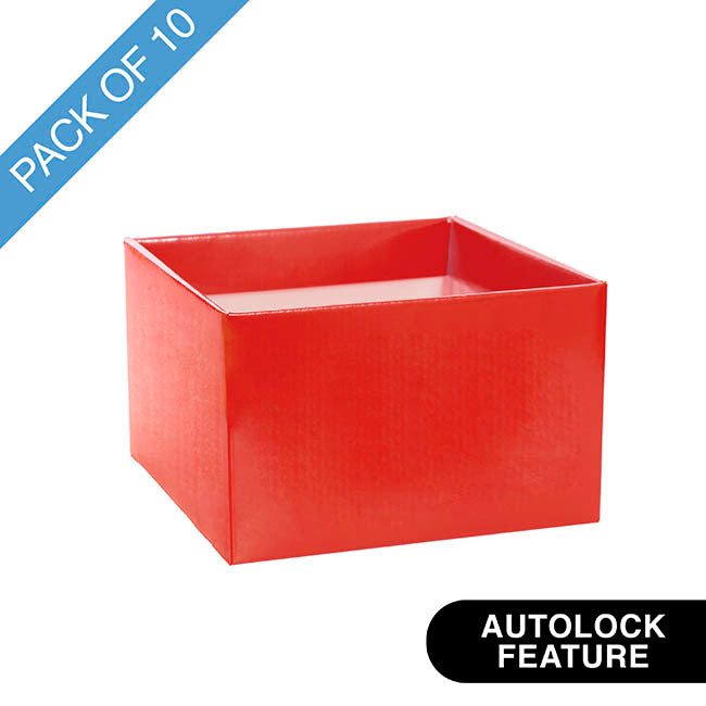 Medium No.6 Posy Box Autolock Base Pk10 Red (16x12cmH)