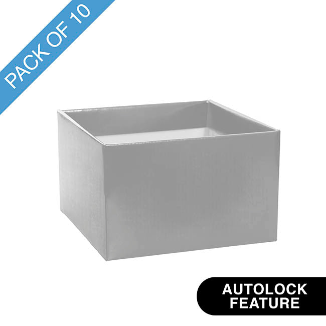 Medium No.6 Posy Box Autolock Base Pk10 Silver (16x12cmH)