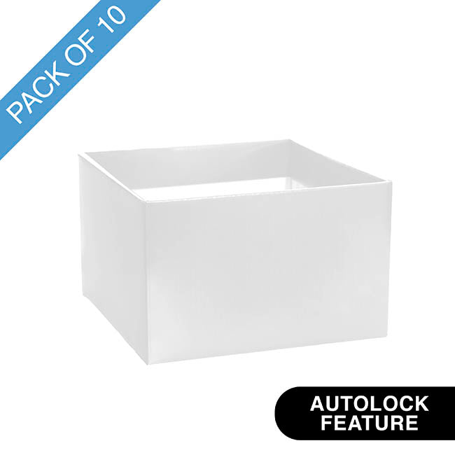 Medium No.6 Posy Box Autolock Pk10 Matte White (16x12cmH)