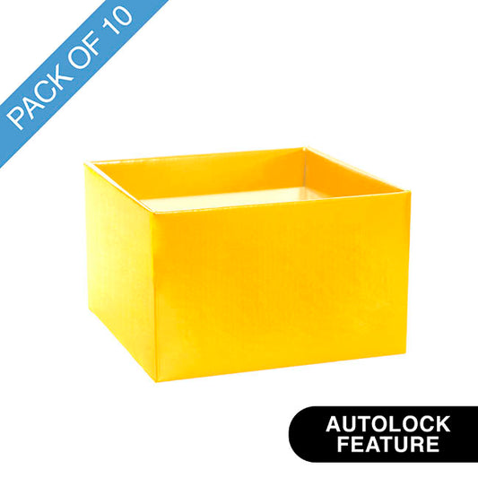 Medium No.6 Posy Box Autolock Base Pk10 Yellow (16x12cmH)