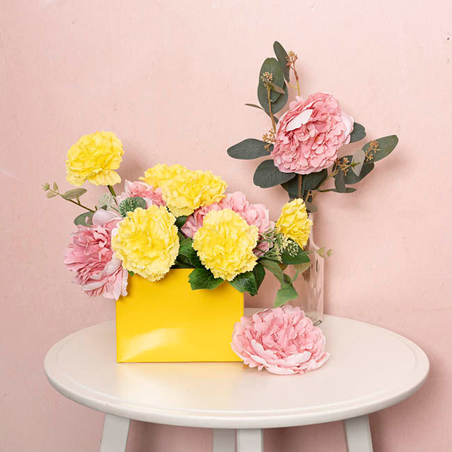 Medium No.6 Posy Box Autolock Base Pk10 Yellow (16x12cmH)