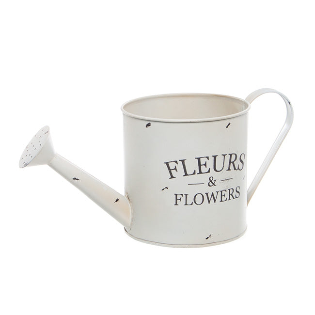 Jardinier Tin Watering Can White (13.5x13.5cmH)