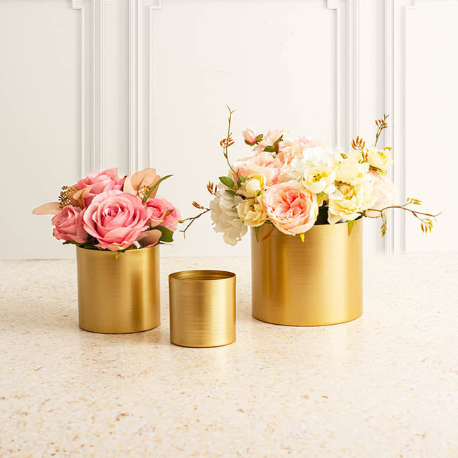 Metal Pot Round Brass Gold (13x13cmH)