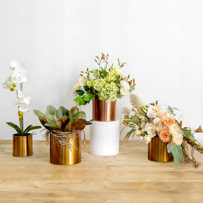 Metal Plant and Arrangement Flat Bowl Brass Gold (24x14cmH)