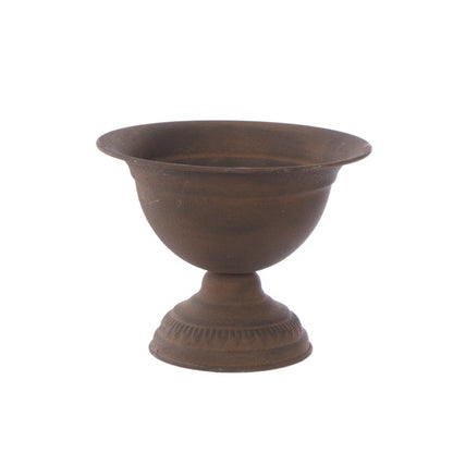 Metal Floral Wide Compote Urn Rustic (20x15.5cmH)