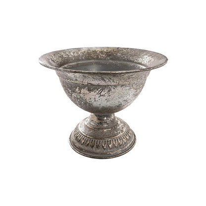 Metal Floral Wide Compote Urn Pewter Silver (20x15.5cmH)