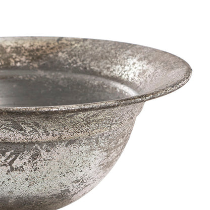 Metal Floral Wide Compote Urn Pewter Silver (20x15.5cmH)