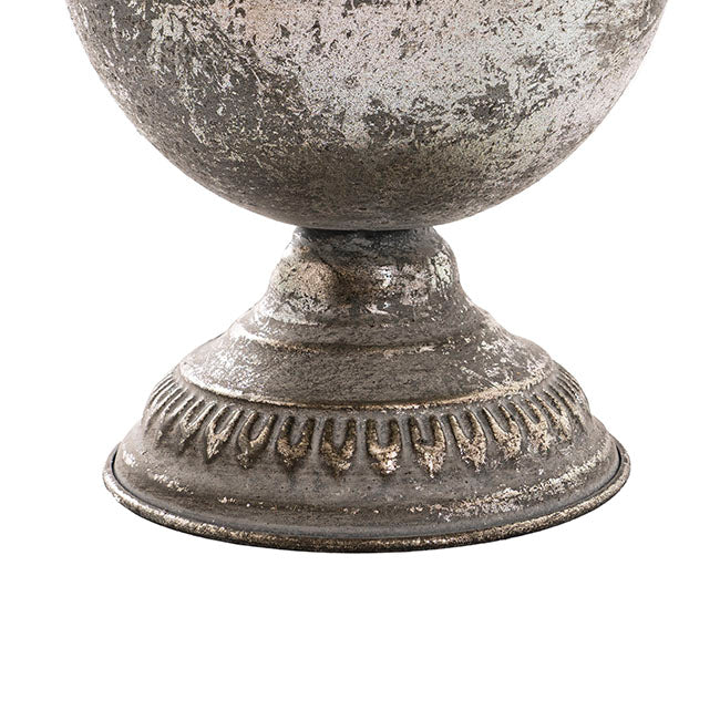 Metal Floral Wide Compote Urn Pewter Silver (20x15.5cmH)