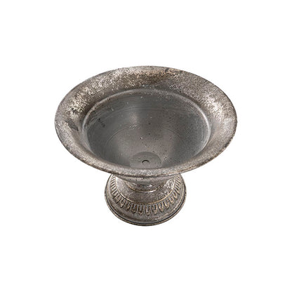 Metal Floral Wide Compote Urn Pewter Silver (20x15.5cmH)