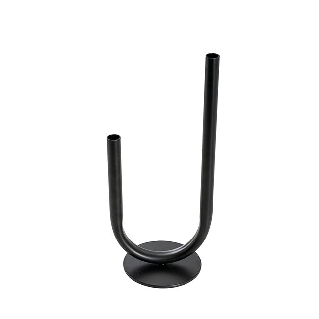 U Shape Metal Tube Vase Black (10cmDx28cmH)