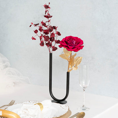 U Shape Metal Tube Vase Black (10cmDx28cmH)