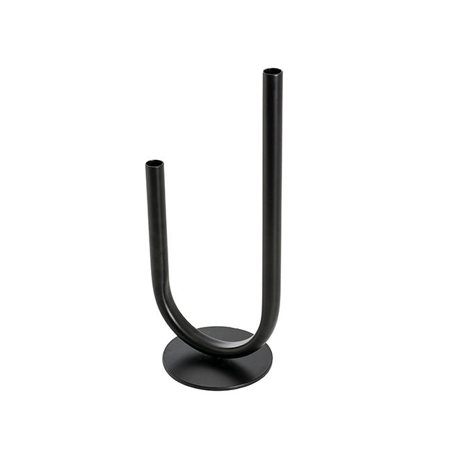 U Shape Metal Tube Vase Black (10cmDx28cmH)