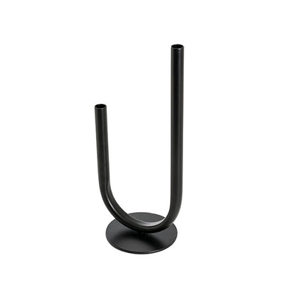 U Shape Metal Tube Vase Black (10cmDx28cmH)