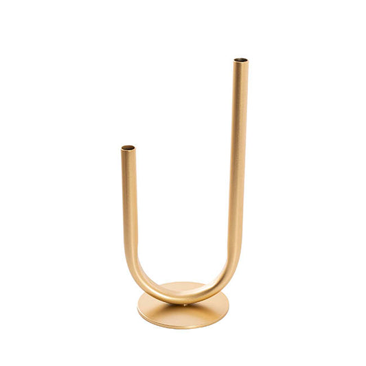 U Shape Metal Tube Vase Gold (10cmDx28cmH)