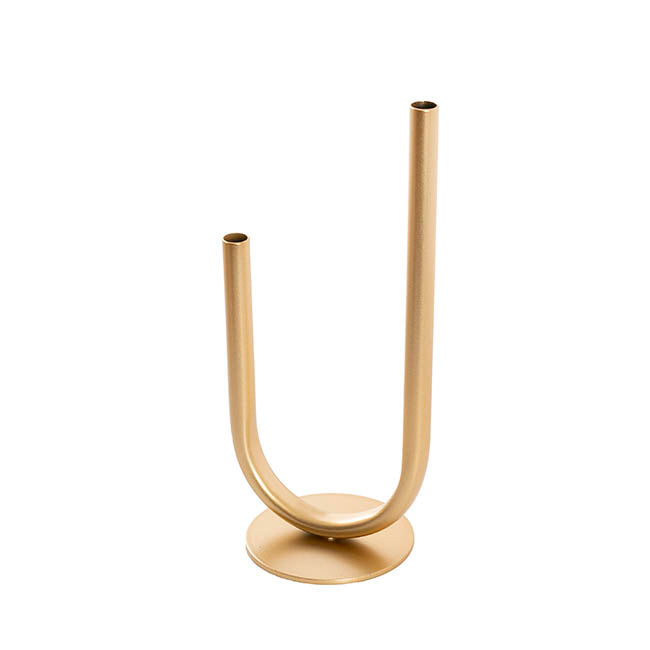 U Shape Metal Tube Vase Gold (10cmDx28cmH)