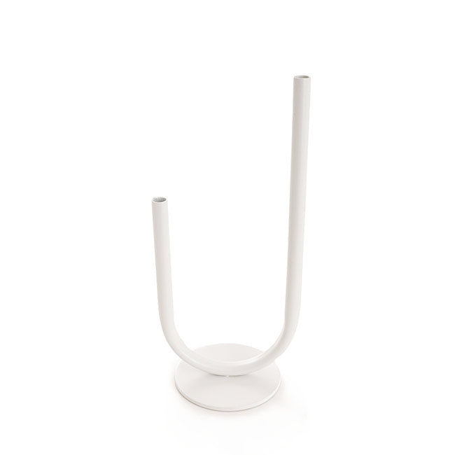 U Shape Metal Tube Vase White (10cmDx28cmH)