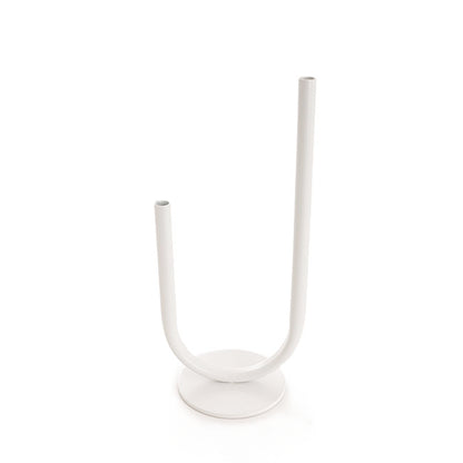 U Shape Metal Tube Vase White (10cmDx28cmH)