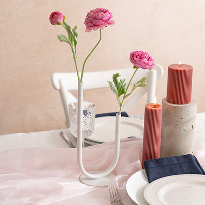 U Shape Metal Tube Vase White (10cmDx28cmH)