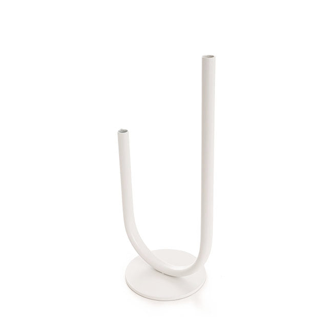 U Shape Metal Tube Vase White (10cmDx28cmH)