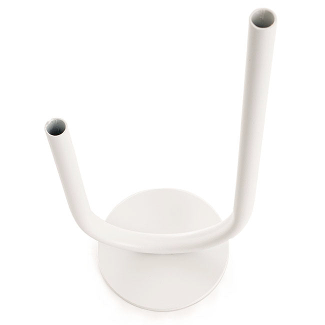 U Shape Metal Tube Vase White (10cmDx28cmH)
