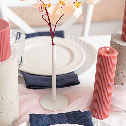 Single Metal Tube Vase White (8cmDx18cmH)