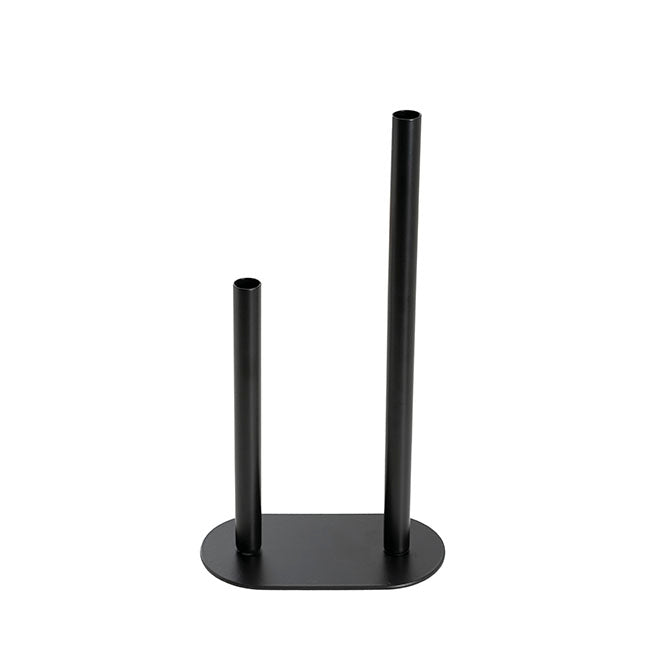 Asymmetrical Two Tube Metal Vase Black (15x8x28cmH)