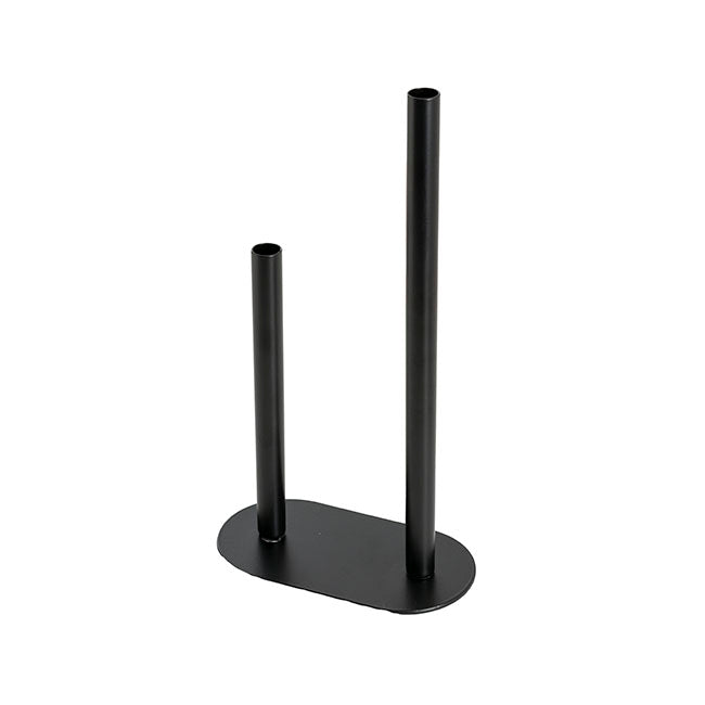 Asymmetrical Two Tube Metal Vase Black (15x8x28cmH)