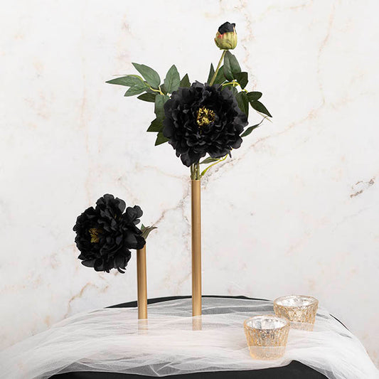 Asymmetrical Two Tube Metal Vase Gold (15x8x28cmH)