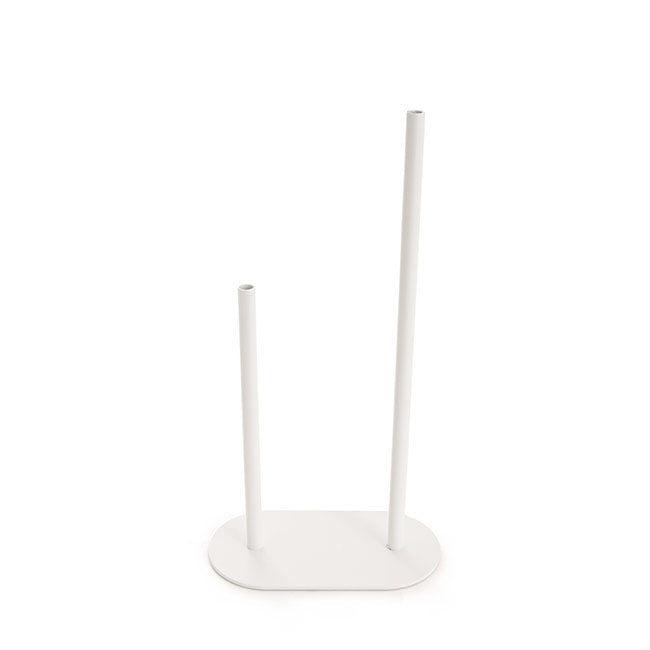 Asymmetrical Two Tube Metal Vase White (15x8x28cmH)