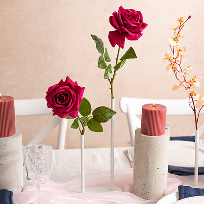 Asymmetrical Two Tube Metal Vase White (15x8x28cmH)