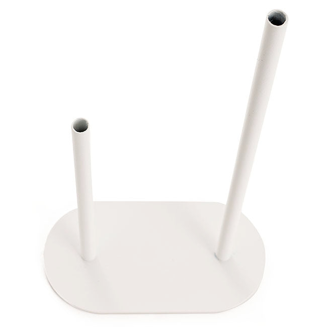 Asymmetrical Two Tube Metal Vase White (15x8x28cmH)